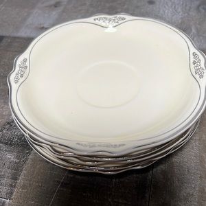 Vintage 40's Homer Laughlin, Virginia Rose, Patrician Platinum Saucers Set of 5